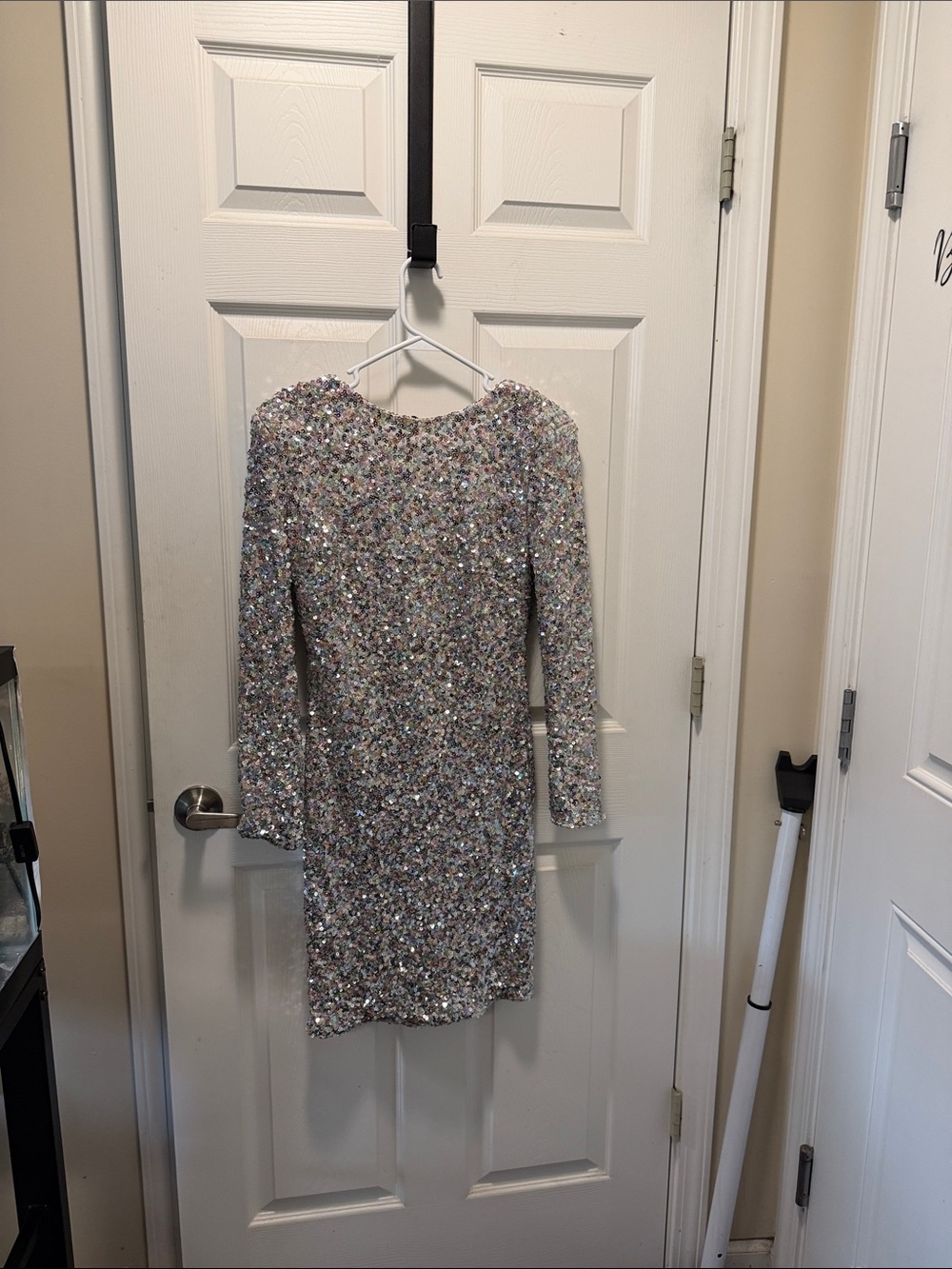 Sparkling Sequin Long Sleeve Mini Dress - Iridescent